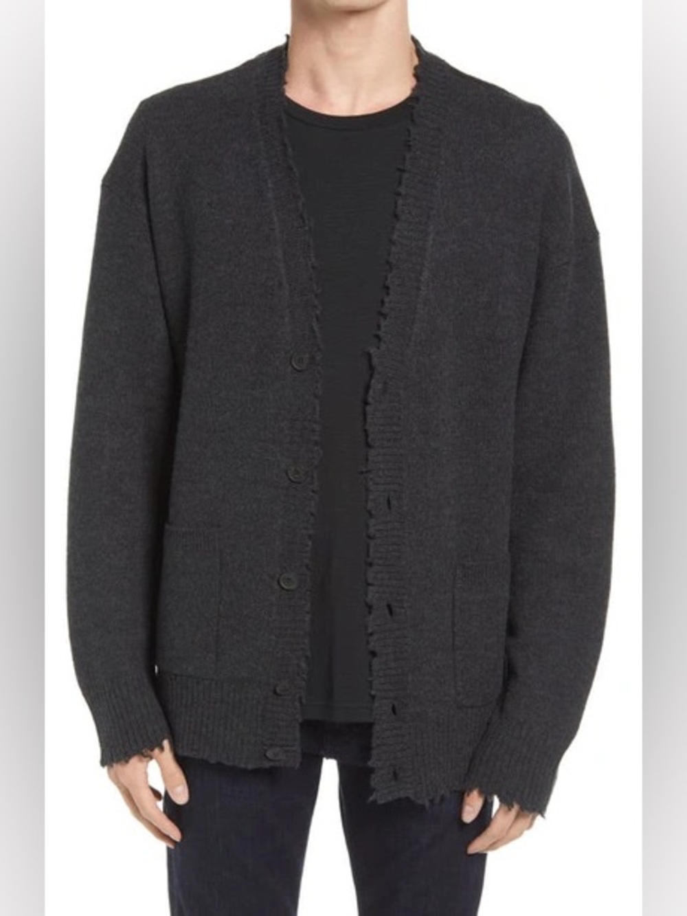 ALLSAINTS Luxor Wool Cardigan In Cinder Black Marl Men's Medium